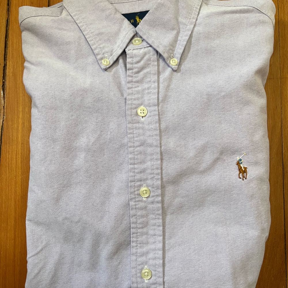 Men's Light Purple Ralph Lauren Button Up Polo Shirt Size Large